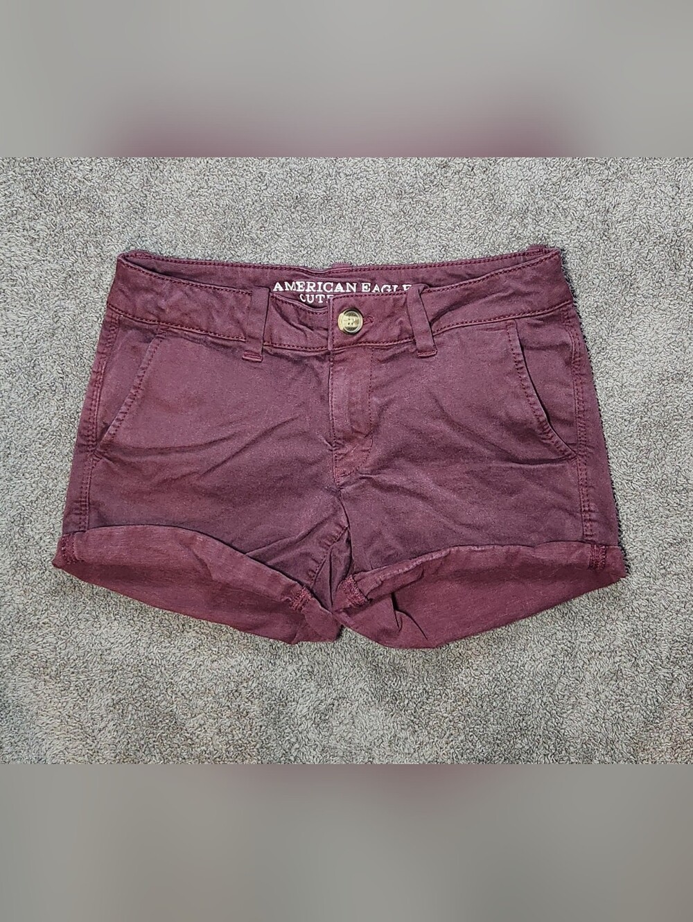 Burgundy American Eagle Twill Low Rise Shorts